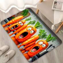 1pc 2D Flat Flannel Cute Screaming Carrot Design Doormat - Soft Flannel, Non-Slip, Machine Washable Polyester Mat For Kitchen, Laundry Room, Bathroom, And Hallway Decor, Laundry Room Mat |   Playful Design |   Durable Floor Covering, Washable Area Mat - Multicolor - View 10
