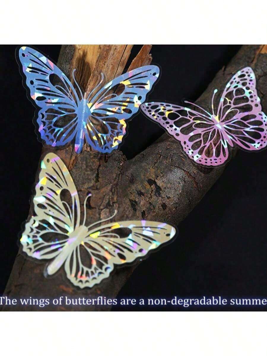 20pcs Shiny Butterfly Stickers, DIY Butterfly Decorative Stickers, Party Decorations, Home Decor Stickers, Suitable For Party Decoration, Wedding Decoration, Holiday Decoration, Valentine's Day, Christmas, Easter, Mother's Day, Birthday Room Decor Wall Decor Wall Stickers Living Room Decor Personalised Stickers - Multicolor - View 1
