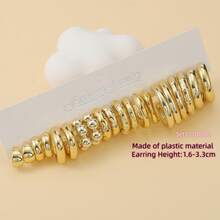 1 đôi/10 đôi/40 đôi bông tai hình học mạ vàng kiểu Châu Âu & Mỹ mới năm 2025, chất liệu nhẹ, thiết kế tinh tế, phù hợp cho phụ nữ đeo hàng ngày. - Vàng - Xem 10