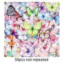 50 Butterfly Graffiti Transparent PET Stickers Creative Fresh And Simple Exquisite Dream DIY Hand Account Cup Refrigerator Stickers - Multicolor - View 8