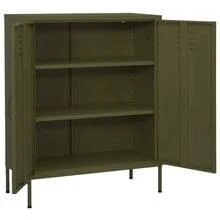 vidaXL Armário de rangement verde oliva 80x35x101,5 cm preto - Verde - Ver 2