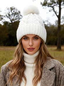 Women's Rhombus Pattern Casual Acrylic Knit Hat, Autumn/Winter - 1pc - View 8