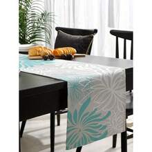 Orange Chrysanthemum Flowers Linen Table Runners Dresser Scarves Table Decor Teal Green Table Runners Holiday Party Wedding Decorations - 如圖所示 - 查看 3