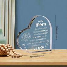 Acrylic Desktop Decoration Sign, Acrylic Heart-Shaped Decor Ornaments, Gift For Dad And Mom,Unique Mom Birthday Gift ,Home Decor For Living Room Bedroom Office, Signage, Decoration Items, Room Accessories,Funny Sign,Home Office Decor,Desktop Art Decor - Gửi mẹ tôi - Xem 2