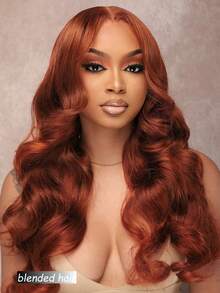 10-36Inch 180% Density Natural Black Color 13x4 Lace Front Wigs Human Blended Hair Body Wave HD Lace Front Wigs Human Blended Hair Pre Plucked With Baby Hair Natural Color Human Blended Hair Lace Frontal Wigs For Women Ginger Orange 350 - S350 - View 3