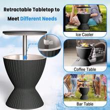 Outdoor Cooler Bar Table – 8 Gallon Outdoor Patio Cooler Table With Drain Plug, Adjustable Height Rattan-Style Resin Cool Bar For Poolside, Deck, BBQ & Parties (Black) - màu đen - Xem 4