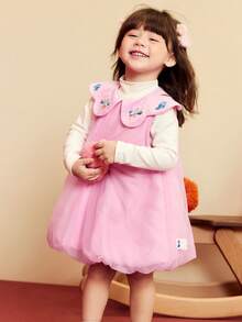 mini bala 女童中国风网纱连衣裙甜美无袖新年派对连衣裙 2025冬季款 - 玫紅 - 查看 2