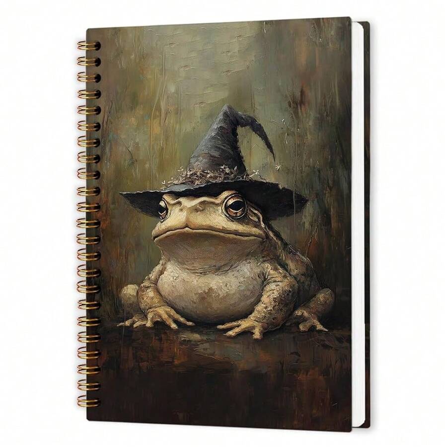 Nvucamd Gothic Frog Spiral Notebook, Witchy Moody Frog Journal Notebook, Witchy Frogs Themed Journaling Notebooks, Gothic Halloween Frogs Gifts Office Supplies, 5.5x8.3Inch - Frog - 查看 1