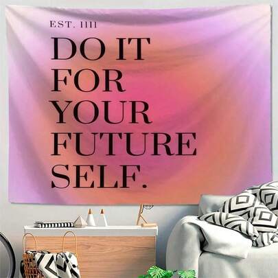 One Pink Letter Print Tapestry, Suitable For Background Decoration, Wall Decoration, Made Of Polyester, Perfect For Living Rooms, Bedrooms, Offices, University Dormitories, Home Decor, Party Decorations, And As A Rectangular Kitchen Wall Hanging