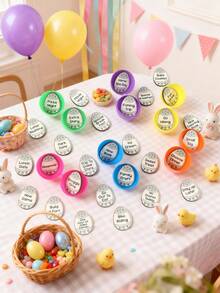 30pcs Easter Egg Hunt Tokens, Wooden Easter Egg Shaped Tokens, Easter Egg Hunt Party Supplies, Easter Basket Filler,Easter Reward Tokens,Creativity Gift,Easter Gift,Easter Party Supplies,Easter Eggs Decor - Easter Egg Design a - View 4