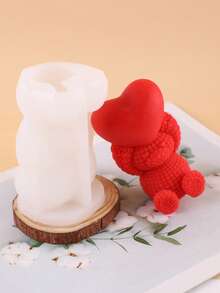 1 khuôn silicon hình gấu trái tim cho ngày Valentine - A-trắng - Xem 4