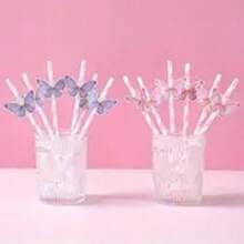 10/20/30pcs/Set Colorful Butterfly Straws, Girly Heat-Resistant Straws, Specialty Juice Straws - Multicolor - View 10