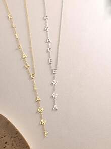 1PC [Customized] Letter Name Y Necklace, Stainless Steel Jewelry, Minimalist Necklace, Personalized Gift For Her, Women's Necklace, Women's Jewelry, Custom Name Gift, Custom Necklace, Suitable For Daily Wear, Valentine's Day, Mother's Day, Eid Gift, Custom Fashion Gift, Personalized Custom Gift - Multicolor - View 4