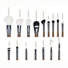 16pcs Premium Animal Hair Makeup Brushes Set With PU Pouch, Includes Powder Brush, Contour Brush, Blush Brush, Face Mask Brush, Fan Highlighter Brush, Concealer Brush, Highlighter Brush, Large Eyeshadow Blending Brush, Detail Blending Brush, Angled Eyeshadow Brush, Small Detail Brush, Large Eyeshadow Brush, Lip Brush. Chosen Skincare Tools, Selected Premium Soft Fibers Won't Irritate Skin - Redwood - View 6