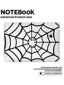 1 Piece, Black With Cool Spider Web Pattern | Frosted Acrylic Ultra-Thin Laptop Case | Compatible With Air13 2025/Pro16 M3 M2 | Fingerprint-Resistant, Shockproof, And Heat-Dissipating 3-In-1 | An Essential Protective Case For Office And Study