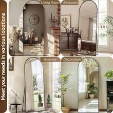 Full Length Mirror, 57"X19" Arch Floor Mirror, Floor Standing Mirror Freestanding Arch Full Body Mirror With Stand For Bedroom, Hanging Mounted Mirror For Living Room Cloakroom Home Decor Back To School Room Decor School Supplies - 黑色 - 查看 5