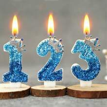 1pc Crown Digital Candle Peacock Blue Creative Birthday Candle Daily Best Birthday Gift For Mother To Girlfriend - Peacock Blue - View 2