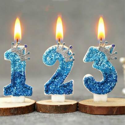 1支皇冠数字蜡烛，孔雀蓝创意生日蜡烛，每日最佳生日礼物，送给妈妈或女朋友