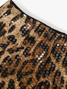 Women's Leopard Print Sequin Sexy Fashion Shorts, Casual Daily Shorts, Retro Chic, Party, Y2K Style, Suitable For Spring/Summer - Gold - View 3