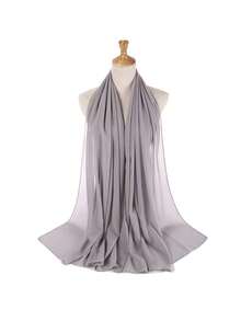 3件套女士纯色珍珠雪纺优雅滚边传统穆斯林头巾套装 - 彩色 - 查看 10