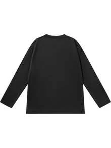 Men's Solid-Color Casual Long-Sleeved T-Shirt, Multi-Functional, Spring/Autumn, Autumn Long T-Shirt, Solid-Color Long-Sleeved Shirt Without Printed Patterns - màu đen - Xem 3