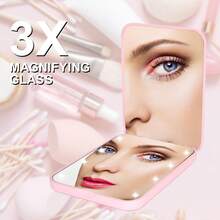 便攜式led照明放大旅行化妝鏡1x/3x放大倍率折疊雙面迷你手持照明鏡,適用於家居桌上裝飾、浴室、梳妝臺和臥室等地方使用,是女性的禮物首選。 - 粉色 - 查看 6