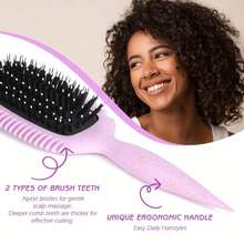 1pc Candy Brush Curling Brush, Bristle Brush, ABS Plastic Handle, Unisex Hair Styling Comb, Detangling Comb, Reduces Frizz In Curls, Suitable For Wet Hair, Dry Hair, Curly Hair, Thick Hair, Straight Hair - Multicolor - View 2