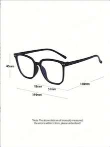 1pc Women's Modern Full Frame Square & Round Plastic Frame Clear Lens Glasses