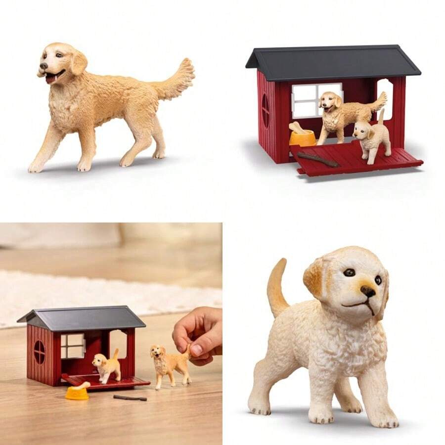 Schleich Farm World - 6pc Toy Dog Kennel Play Set With Golden Retrievers For . Farm Animal Toys For Boys And Girls. Fun Dog House And Puppy Figure For Screen-Free Play For Ages 3+ 42722lifelike - DogKennel - View 1
