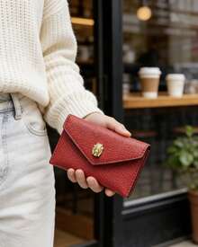 Michael Kors 女士RFID屏蔽皮革卡包钱包钥匙扣 - 紅色 - 查看 2