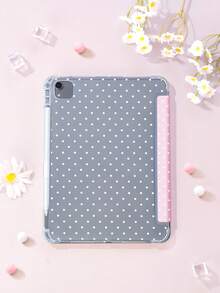 1个可爱粉色波点艺术设计平板电脑保护套，兼容iPad（A16）11英寸第11代、iPad（第9/10代）10.9英寸、Galaxy Tab S6 Lite 10.4，防摔，带笔槽，支持睡眠/唤醒功能，圣诞节、万圣节、浪漫礼物 - 彩色 - 查看 4