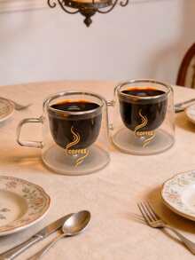 1/2/6pcs Small Double-Layer Glass Coffee Mugs With Handles, Thermal Insulation Design Suitable For Tea, Espresso, Milk, Cappuccino, Etc. Unique Birthday And Valentine's Day Gifts