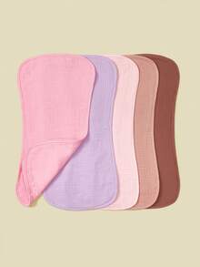 5pcs/Pack Soft Cotton Muslin Baby Bibs For Boys & Girls, Floral, Whale Design, Comfortable Multi-Use Burp Cloths - Multicolor - View 3