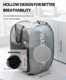 2Pcs Household Foldable Dirty Clothes Basket, Clothes Storage Basket ,Dirty Clothes Basket Barrel Laundry Basket Bathroom Dirty Clothes Storage Basket New Type Laundry Basket Foldable Popup Net Basket Dirty Clothes Basket With Handlelaundry Hamper,Washing Basketbathroom Organizer,Basket,Storage Basket,Foldable Laundry Basket - 彩色 - 查看 6