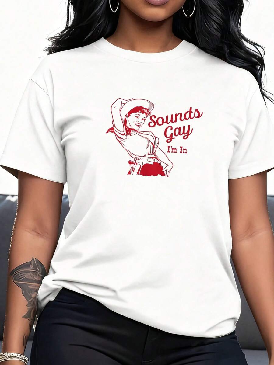 Sounds Gay I'm In – Vintage Lesbian Cowgirl Howdy Lesbians T-Shirt - White 10 - View 1