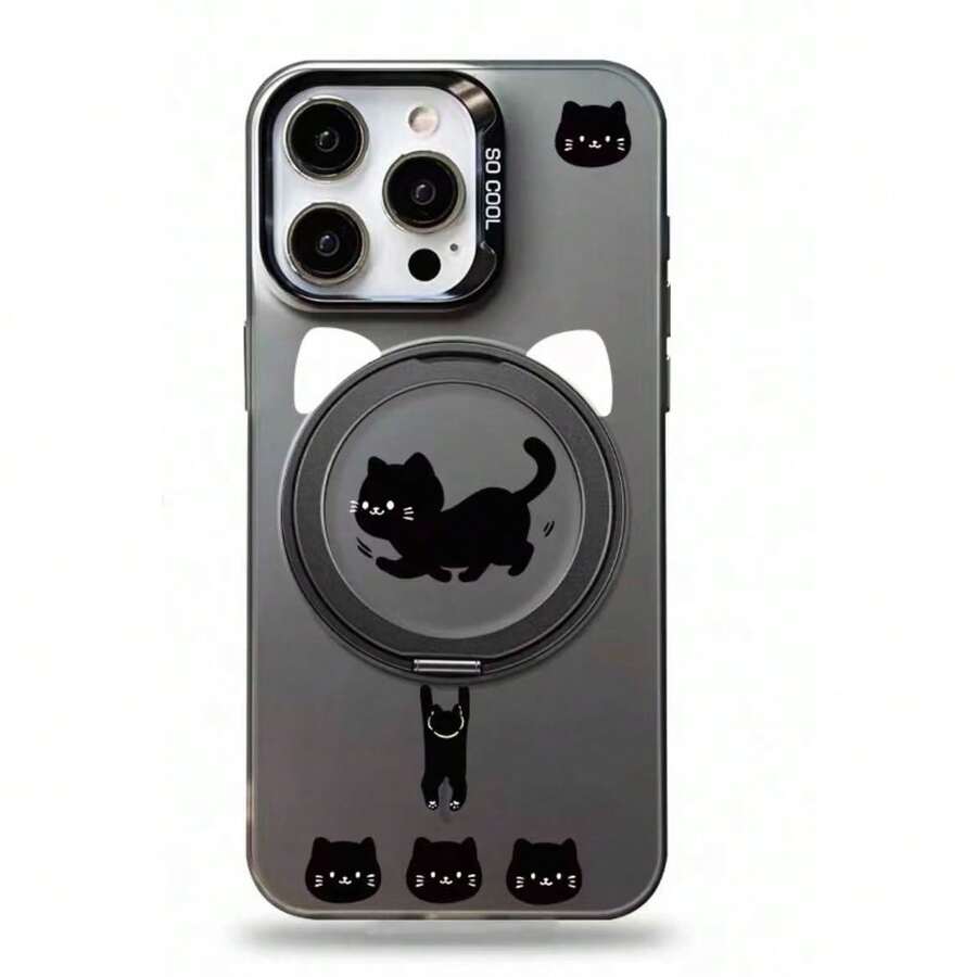 Black Cat Pattern Phone Case Compatible With IPhone 12/12 Pro Max, 13/13 Pro Max, 14/14 Pro Max, 15/15 Pro Max, 16/16 Pro Max, 17/17 Pro/17 Pro Max, S21 Ultra, S22 Ultra, S23 Plus, S24 Plus, S25 Plus, S25 Ultra - Black - View 1