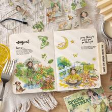 Bộ 4 sticker, dòng Mancurial, với hình ảnh các nhân vật, thú cưng và họa tiết hoa lá đẹp mắt, thích hợp để dán lên sổ lưu niệm, sổ tay, và có thể dùng để trang trí khung ảnh, máy tính, ốp điện thoại, cốc, tạp chí, hộp bút, hành lý. Cũng thích hợp làm sticker cá nhân hóa, đồ dùng học tập, quà Giáng sinh, quà tặng cho nữ, người hâm mộ, đồ dùng làm sổ lưu niệm, văn phòng phẩm dễ thương. - Nhiều màu - Xem 11