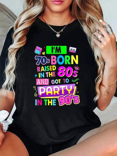 100% Cotton 90s Rave Ideas For Women & Party Outfit 90s Festival Costume T-Shirt Short Sleeve Round Neck Casual Top For Summer & Spring, Women's Men's Graphic Tee