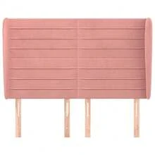 vidaXL Tête de lit avec oreilles Rose 147x23x118/128 cm velours - Rose bonbon - Voir 3