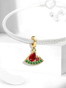 1pc 925 Sterling Silver Pineapple Pendant, Suitable For Women Bracelet, Bangle DIY Jewelry Making And Daily Accessories Decoration - Gold - View 9