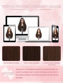 优雅直发蕾丝前假发，13x6英寸瑞士蕾丝，高温丝隐形蕾丝，适合节日、派对、婚礼、假日、角色扮演等多种场合——自然逼真，佩戴舒适 - 巧克力棕 - 查看 9