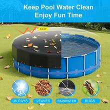 10 Ft Round Pool Cover, Solar Pool Covers For Above Ground Pools, Summer Pool Cover Protector With Cover Accessories, Round Hot Tub Cover Ideal For Waterproof And Dustproof (Black) - Black - View 4