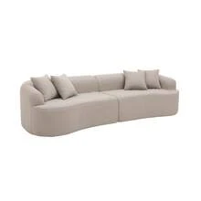 Oversized Sectional Sofa For Living Room, 104" Modern Luxury Plush Chenille Sofa 4-Seater Extra Deep & Wide Seat Curved Cloud Couch With 4 Throw Pillows, No Assembly Required - 棕色 - 查看 9