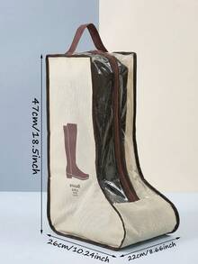 多功能布艺靴子收纳袋，带提手：透明鞋套，适用于各种高筒靴。这款悬挂式鞋袋设计轻便、可重复使用、耐用、可水洗且易于收纳——是情人节和圣诞节的理想礼物。 - 杏色 - 查看 4