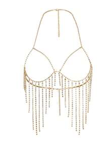 Nightclub Sexy Luxury Multi-Layer Crystal Chain Tassel Body Chain Set For Women - Gold - View 6