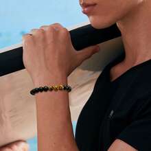 1条虎眼石哑光黑手工编织手链，送给男友、儿子、丈夫、爱人、周年纪念日、圣诞节的礼物 - 手鍊 - 查看 3