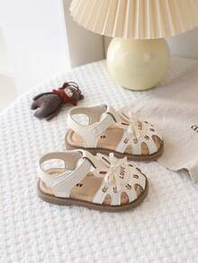 New Girls Toddler Sandals Cute Bow Hollow Flower Design Soft Non-Slip Sole Little Girl Children Shoes, Suitable For Summer - Beige - View 6