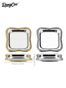 Dengcoo 1/3/6pcs Frosted Gilt Edged Cake Plate, Seasoning Plate, Butter Plate, Cup Holder, Square Cup Holder, Cup Mat, Dinner Plate, Date Plate, Candy Plate, Türkiye Black Tea Cup Plate, For Home, Cafe, Festival - Tray - View 10