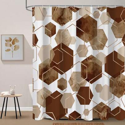 Black And Grey Modern Shower Curtain For Bathroom, Geometric Art Decor Waterproof Bath Curtain, Abstract Fabric Shower Curtain Sets For Home Decor, 72x72 Inch