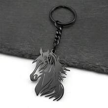 1pc New Stylish Hollow Horse Head Key Chain, Stainless Steel Keyring, Creative Personalized Accessory - Multicolor - View 6
